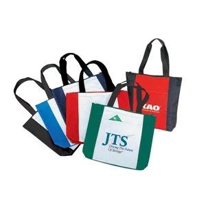 Polyester Zippered Tote Bag With Heavy Vinyl Backing, 16 1/2" X 14" X 4"