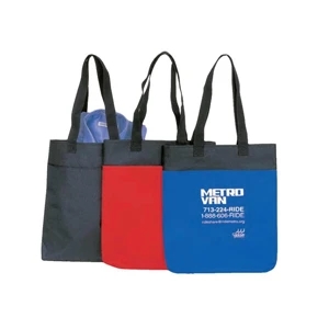 600 Denier Polyester Tote Bag With Heavy Vinyl Backing, 14" X 15 1/2" X 1 1/4"