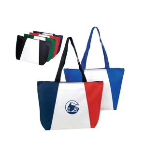 Polyester Zippered Tote Bag With Heavy Vinyl Backing, 19" X 13 1/2" X 4 1/2"