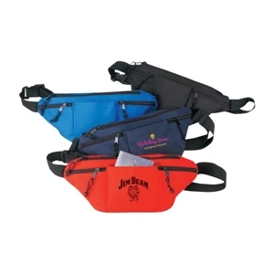 Polyester Four-zipper Fanny Pack With Heavy Vinyl Backing, 14" X 7" X 3"