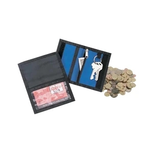 420 Denier Nylon Key Chain Wallet With Zippered Pocket And A Clear Window
