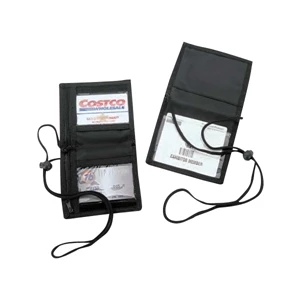 420 Denier Nylon Bi-fold Neck Wallet With Adjustable Neck Cord, 5" X 4 1/2"