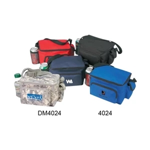 Digital Camo Six Pack Poly Cooler With Bottle Holder And Cellular Phone Pouch