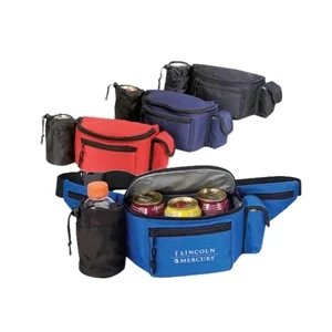 Polyester 600 Denier Cooler Fanny Pack With Bottle Holder And Cell Phone Pouch