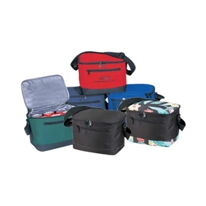 Floral/black 600 Denier Polyester 6-pack Cooler With Heavy Vinyl Backing