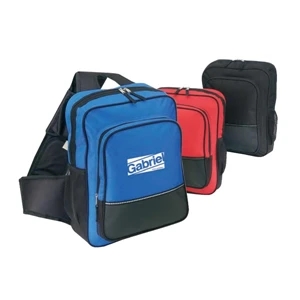 Polyester Body Backpack With Leather Like Bottom And Heavy Vinyl Backing