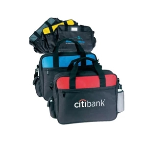 Deluxe Business Portfolio With Cell Phone Pocket And Bottle Holder, Vinyl Backing