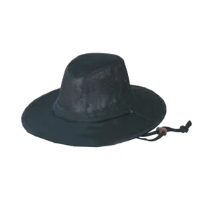 Men's Washed Twill Mesh Hat With Large 3" Soft Brim And Self Cloth Cord
