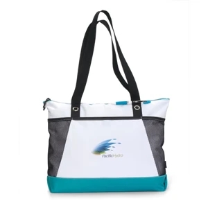 Venture - Turquoise - Business Tote Bag With Zippered Main Compartment And Mesh Pockets