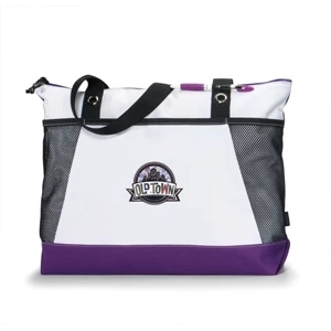 Venture - Purple - Business Tote Bag With Zippered Main Compartment And Mesh Pockets