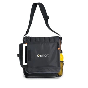 Impact - Black-orange - Vertical Computer Messenger Bag With Side Mesh Pocket
