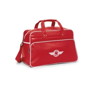Santa Fe Red-white - Retro Simulated Leather Weekender Bag With Trendy Accent Piping
