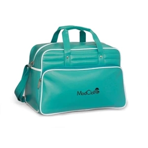 Vintage Weekender - Turquoise-white - Classic Travel Bag With Trendy Piping