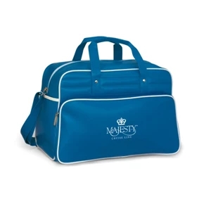 Pacific Blue-white - Retro Simulated Leather Weekender Bag With Trendy Accent Piping