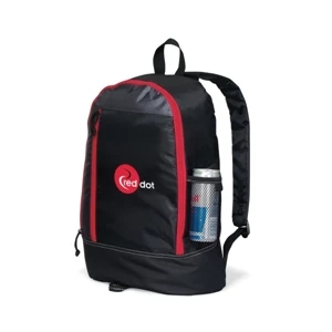 Eclipse - Red - Backpack With Zippered Main Compartment And Side Mesh Pocket