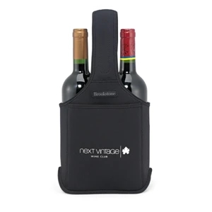 Brookstone (r) - Neoprene Wine Caddy, With Front Pocket, 2 Bottle-capacity