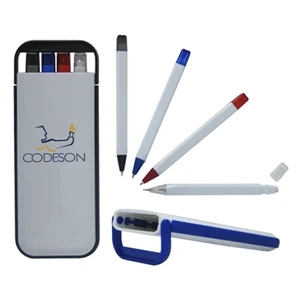 Writing Gift Set With 3 Pens (blue, Red, Black) And 1 Mechanical Pencil (.05mm)