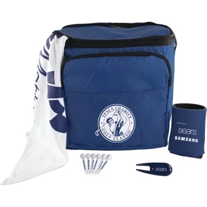 Sale 5-7 Day Production - Twelve Pack Cooler Golf Kit With Can Cooler, Golf Towel, Tees. No Ball