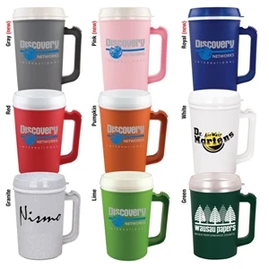 Sale 5-7 Day Production - 22 Oz. Double Wall Insulated Mug With Ribbed Thumb Stabilizer On Handle