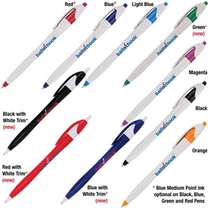 Archer 2 - Catalog 5-7 Day Production - White Contoured Barrel Pen With Unique Single Piece Clip