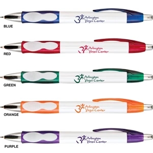 Arlington - Catalog 5-7 Day Production - Pen With Gloss White Barrel, Translucent Clip And Grip Accent