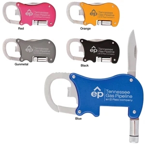 Catalog 5-7 Day Production - Bottle Opener Carabiner With Flashlight And Knife