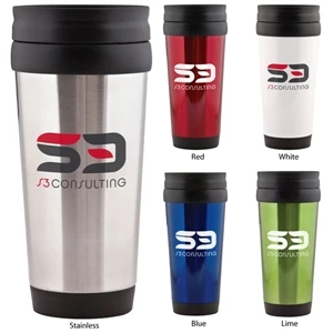 Eldorado - Catalog 5-7 Day Production - 15 Oz. Stainless Steel Tumbler With Black Plastic Liner And Slide-lock Lid