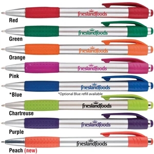 Fusion - Catalog 5-7 Day Production - Pen With Smooth Matte Metal-tone Barrel And Soft Dimpled Rubber Gripper