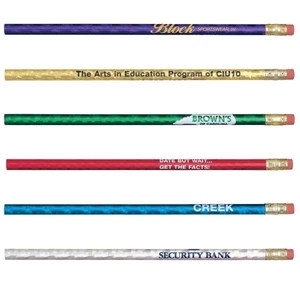 Glitz - Sale 5-7 Day Production - Pencil With A Metallic Foil Prism Design, Rubber Eraser And Number 2 Insert