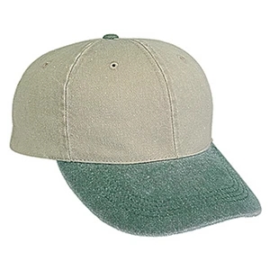 Two Tone, Low Fitting Six Panel Bull Denim Unstructured Pro Style Cap. Blank