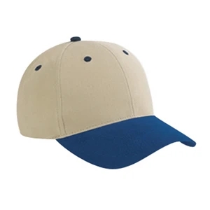 Two Tone Six Panel Low Profile Pro Style Cap In Brushed Cotton Twill. Blank