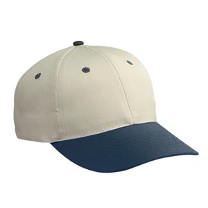 Two Tone, Low Profile Six Panel Cotton Twill Pro Style Cap With Plastic Snap. Blank