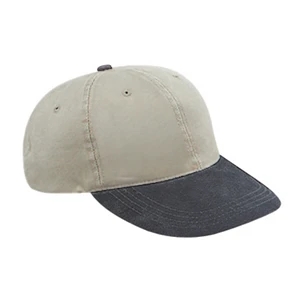 Two-tone, Washed Pigment Dyed Bull Denim Pro Style Cap With Suede Visor. Blank