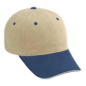 Two Tone Garment Washed Cotton Twill Six Panel Low Profile Pro Style Cap. Blank