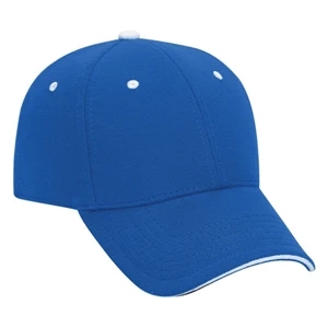 Six Panel Low Profile Pro Style Cap With Pique Knit Sandwich Visor. Blank