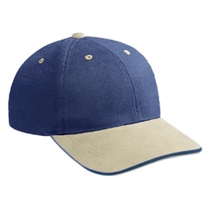 Low-fitting, Two Tone, Structured, Six Panel Brushed Bull Denim Pro Style Cap. Blank