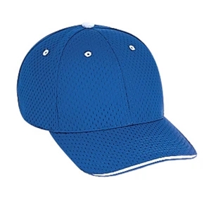 Solid Color Six Panel Polyester Mesh Pro Style Cap With Low Profile. Blank