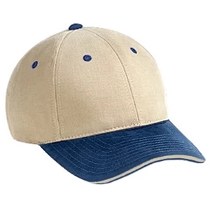 Low Profile, Two Tone Six Panel Superior Brushed Cotton Twill Pro Style Cap. Blank