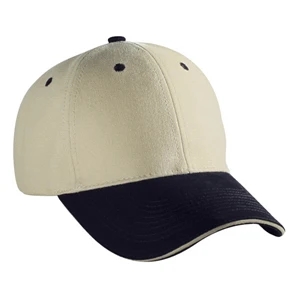 Structured, Two Tone Six Panel Brushed Cotton Canvas Pro Style Cap. Blank