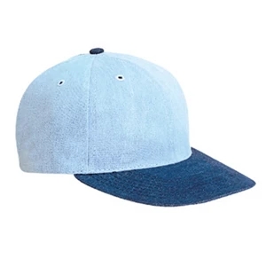Low Fitting, Two Tone Brushed Denim Polo Pro Style Cap With Plastic Buckle. Blank