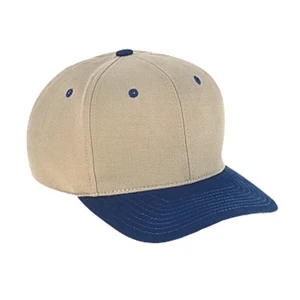Two Tone Structured Pro Style Cap With Adjustable Hook And Loop Closure. Blank