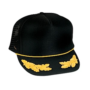 Golf Style Polyester Foam Front Mesh Back Cap With Oak Leaves Emblems. Blank
