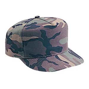 Structured Cotton Twill Camouflage Golf Style Cap With Firm Front Panel. Blank