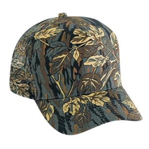 Structured Golf Style Camouflage Cap With Low Crown And Mesh Back. Blank