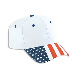 Two Tone Cotton Twill Pro Style Cap With United States Flag Pattern On Visor. Blank