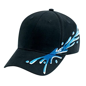 Structured Six Panel Cotton Twill Pro Style Cap With Ocean Splash Pattern. Blank