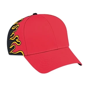 Low Profile Pro Style Cap In Polyester/cotton Twill With Flame Pattern. Blank