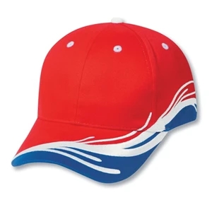 Two-tone Ocean Splash Pattern Brushed Cotton Twill Six Panel Low Profile Cap. Blank