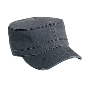 Superior Garment Washed Cotton Twill Military Style Cap With Distressed Visor. Blank