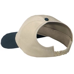 Unstructured Brushed Cotton Twill Ponytail Pro Style Cap With Elastic Strap. Blank